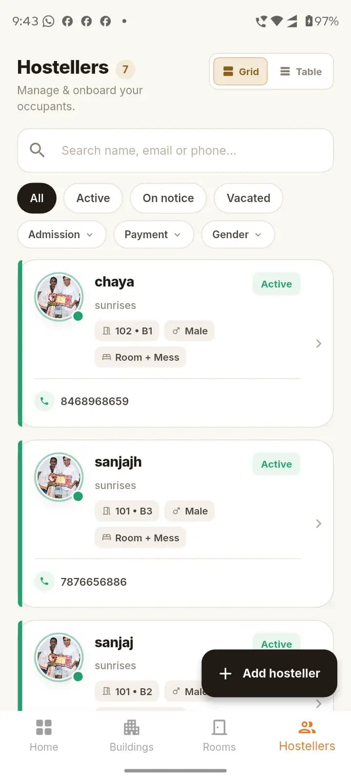 PGCRM app screen